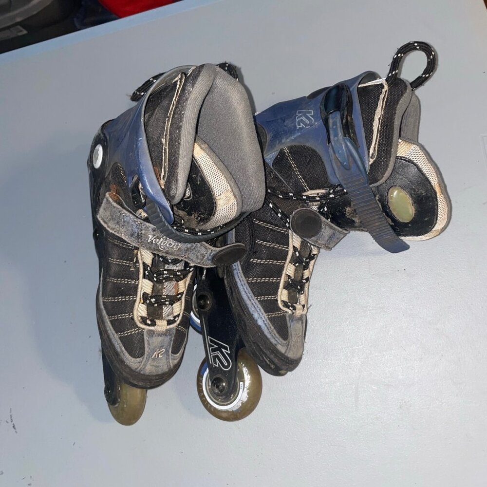 K2 Velocity Inline Skates Size 10 Blue & Black With‎ Adjustable Buckles
